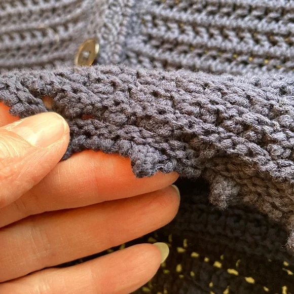 Talbots Navy Open-Knit V-Neck Button Front Cardigan - Picture 6 of 9